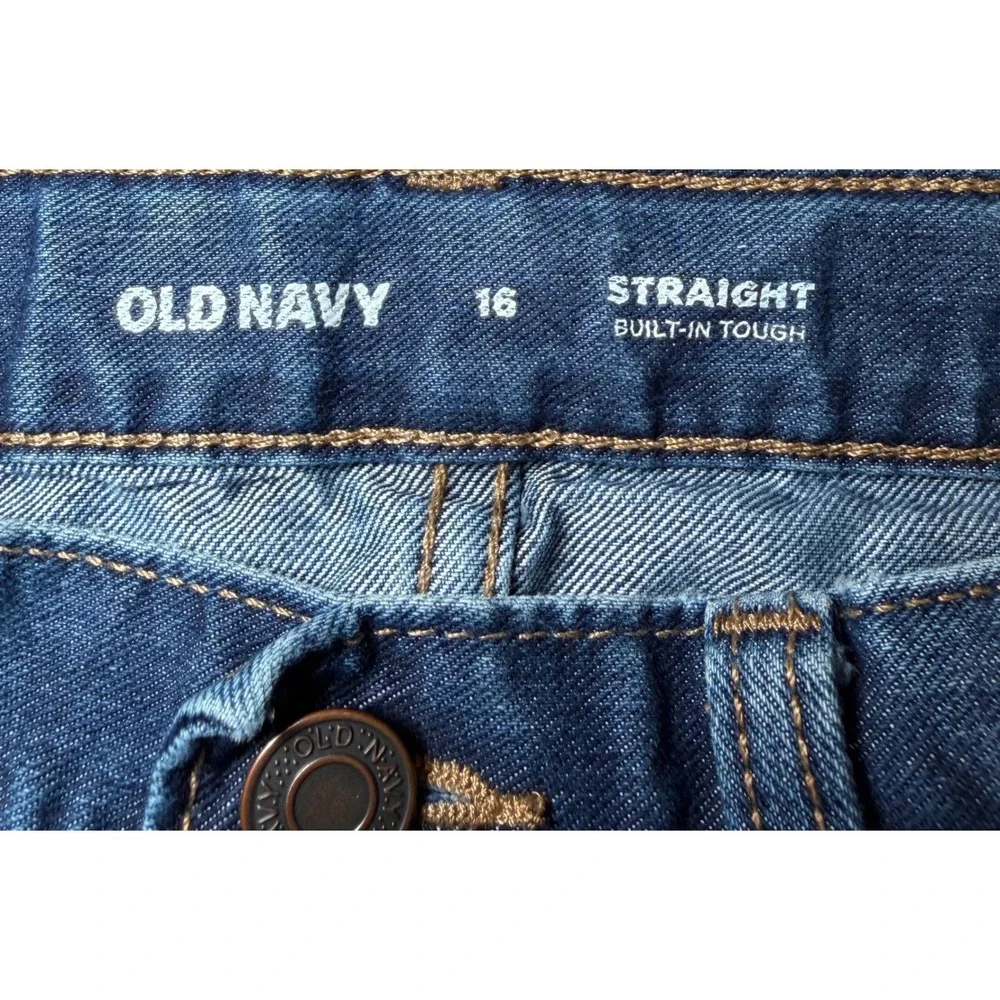 Old Navy Boys Size 16 Straight Jeans Blue Denim Pants School Adjustable Waist